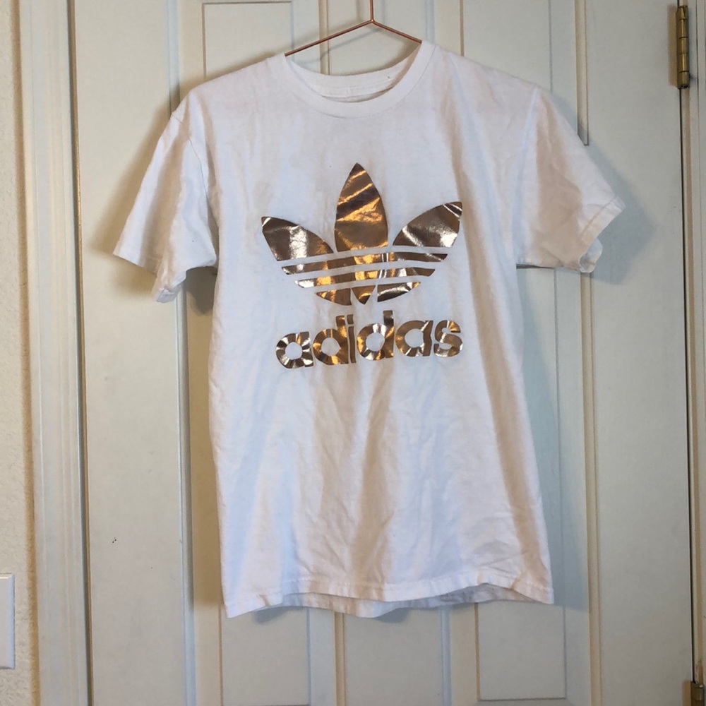 Rose gold adidas work out shirt